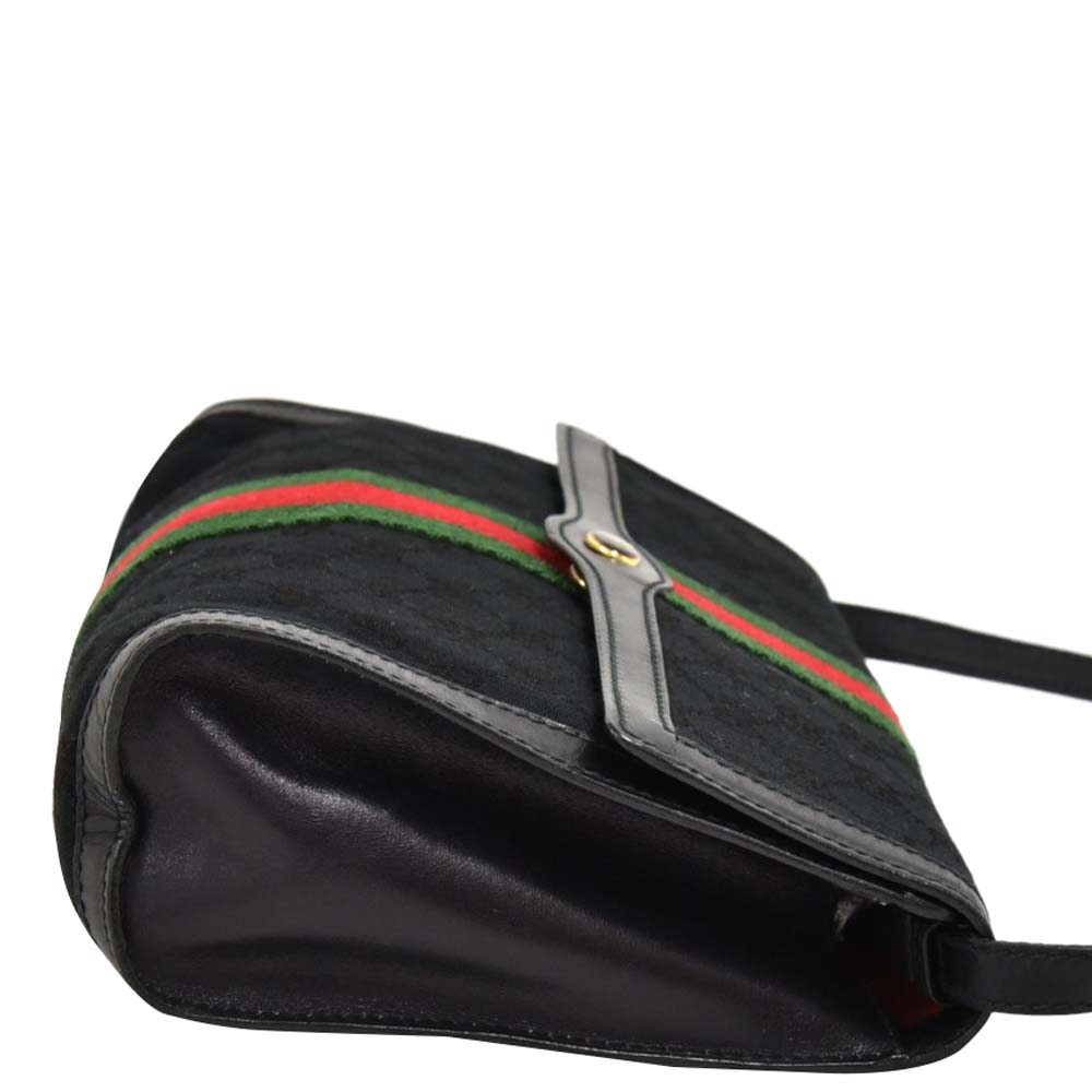 

Gucci Black GG Canvas Web Vintage Shoulder Bag
