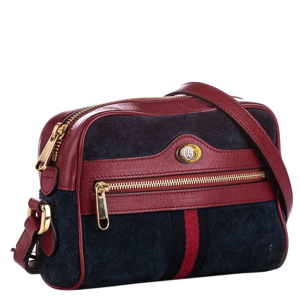 

Gucci Red/Blue Suede And Leather Mini Ophidia Crossbody Bag