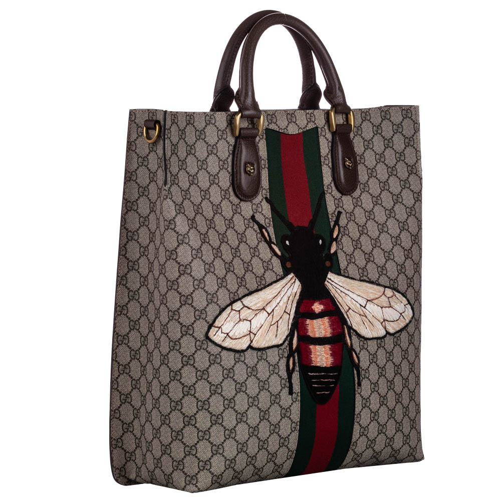 

Gucci Beige/Brown GG Supreme Web Animalier Tote Bag