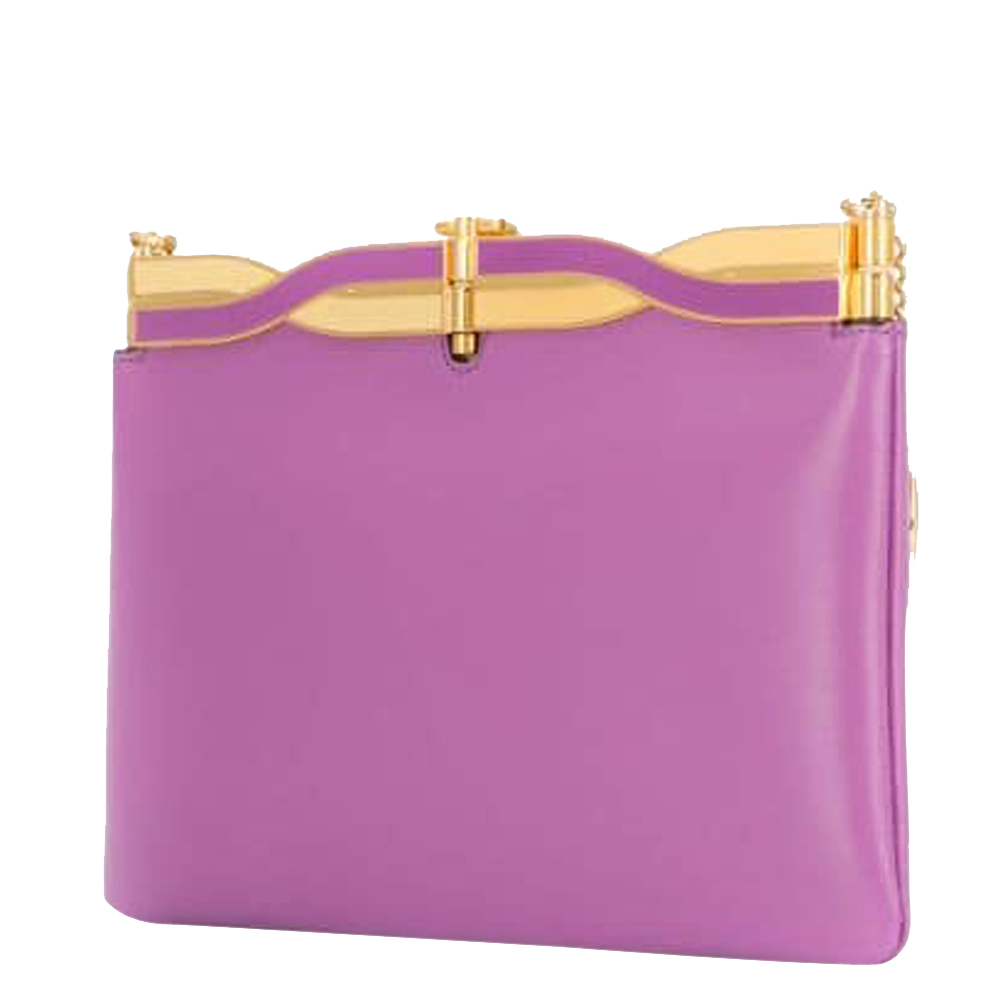 

Gucci Purple Leather Broadway Evening Bag, Gold