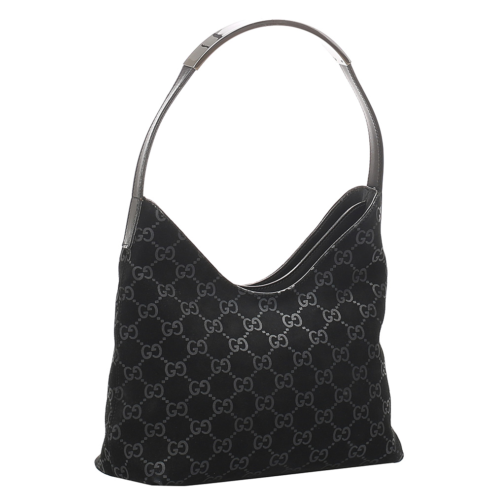 

Gucci Black GG Suede Shoulder Bag