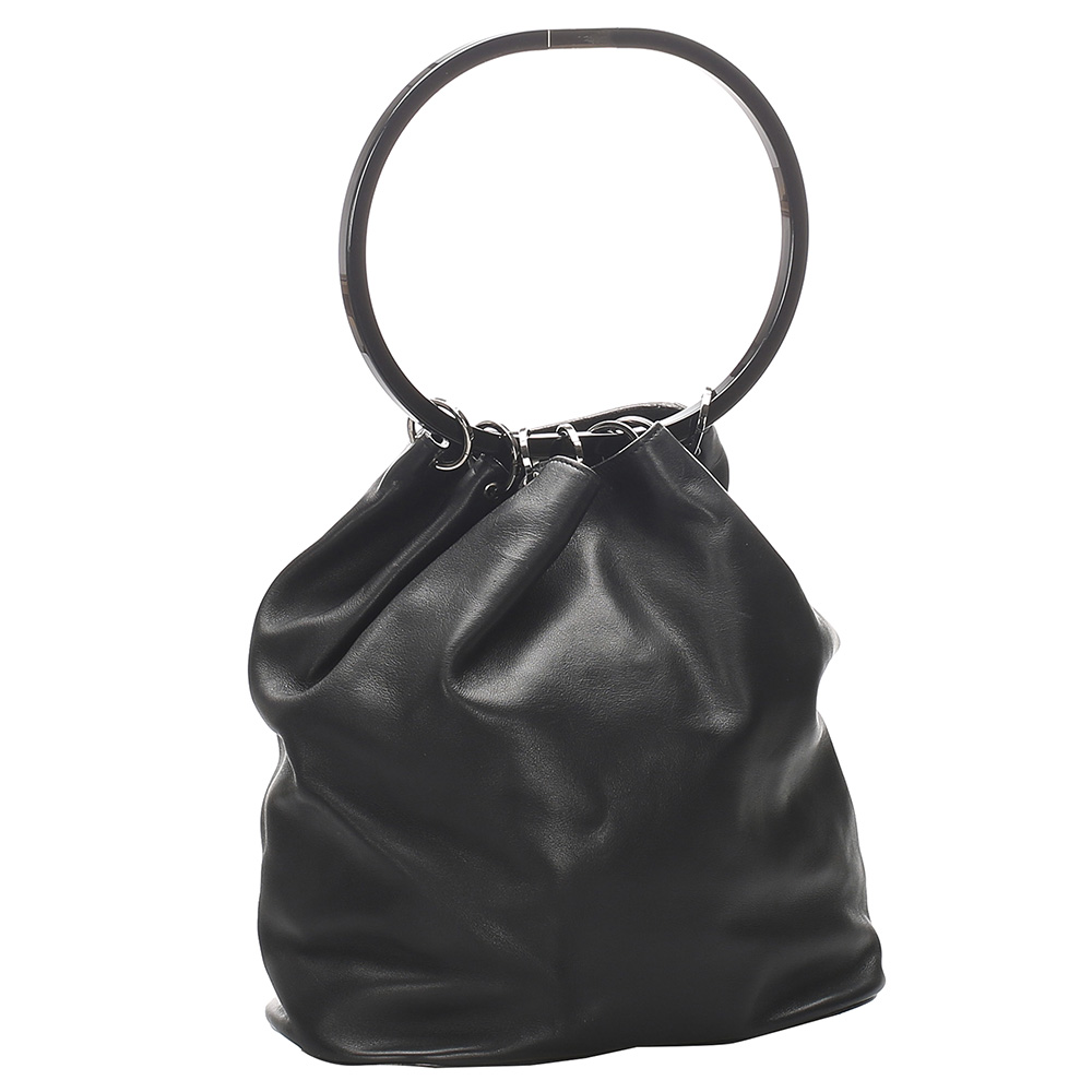 

Gucci Black Leather Ring Bucket Bag