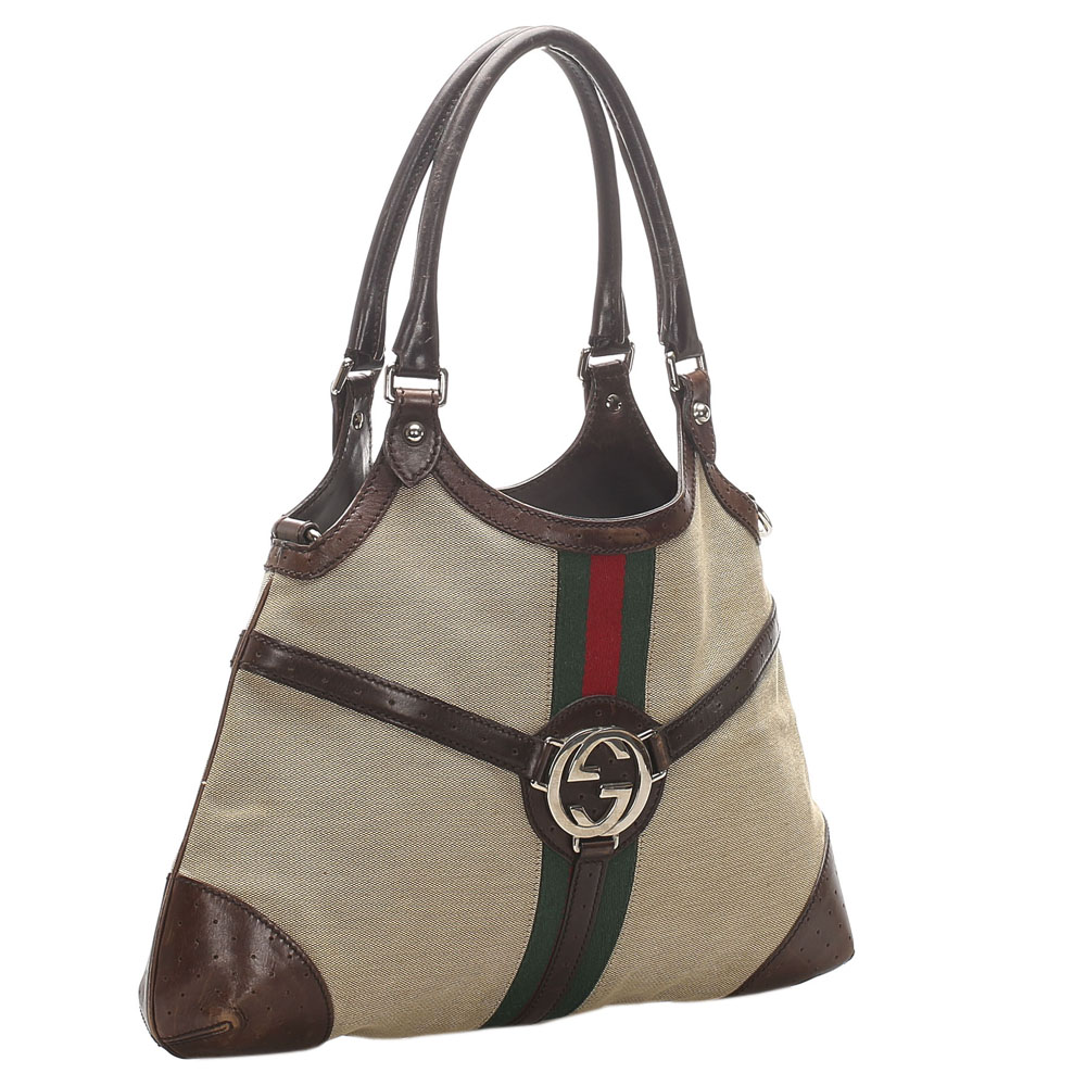 

Gucci Beige/Brown Canvas Reins Hobo Bag, Multicolor