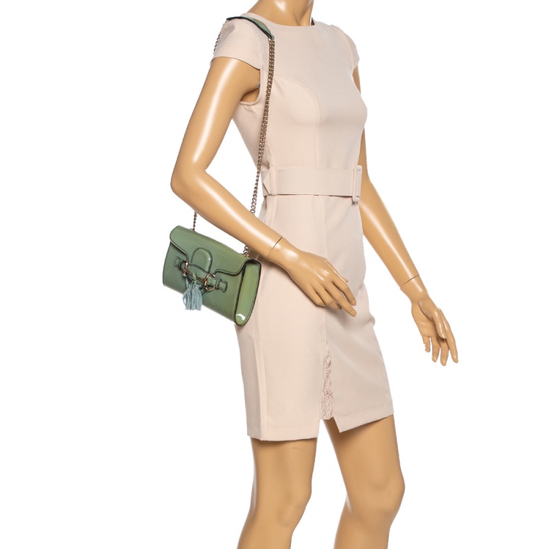 

Gucci Green Patent Leather Emily Chain Shoulder Bag