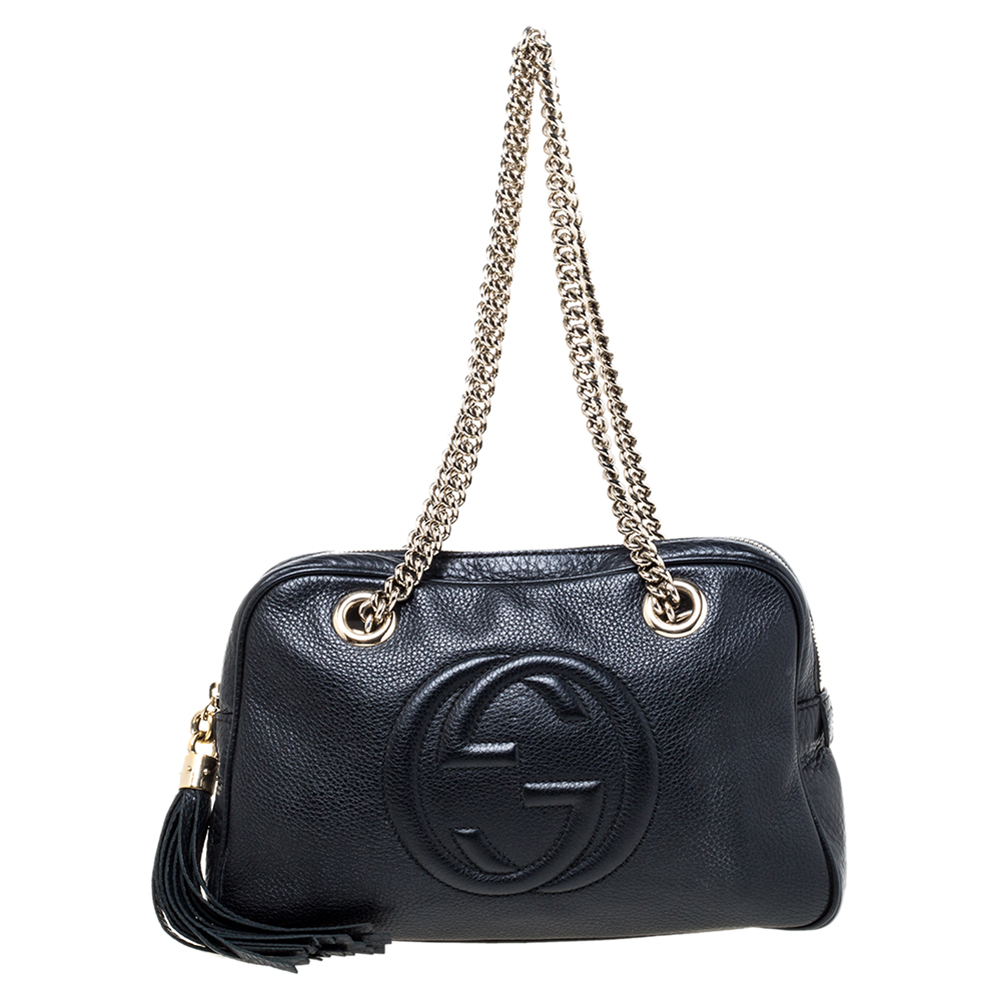 Gucci Black Grained Leather Medium Soho Chain Shoulder Bag Gucci | TLC