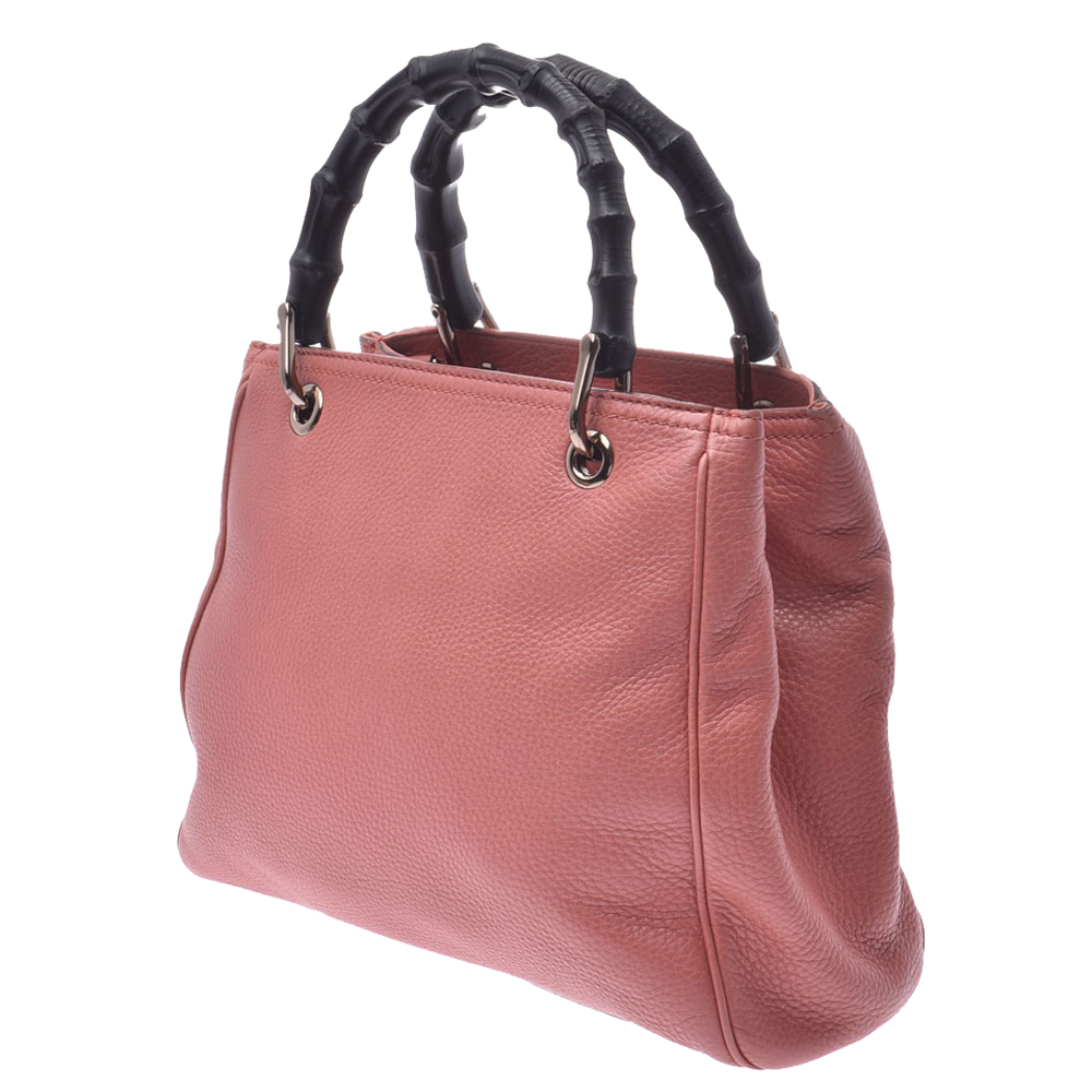 

Gucci Pink Leather Bamboo Shopping Bag