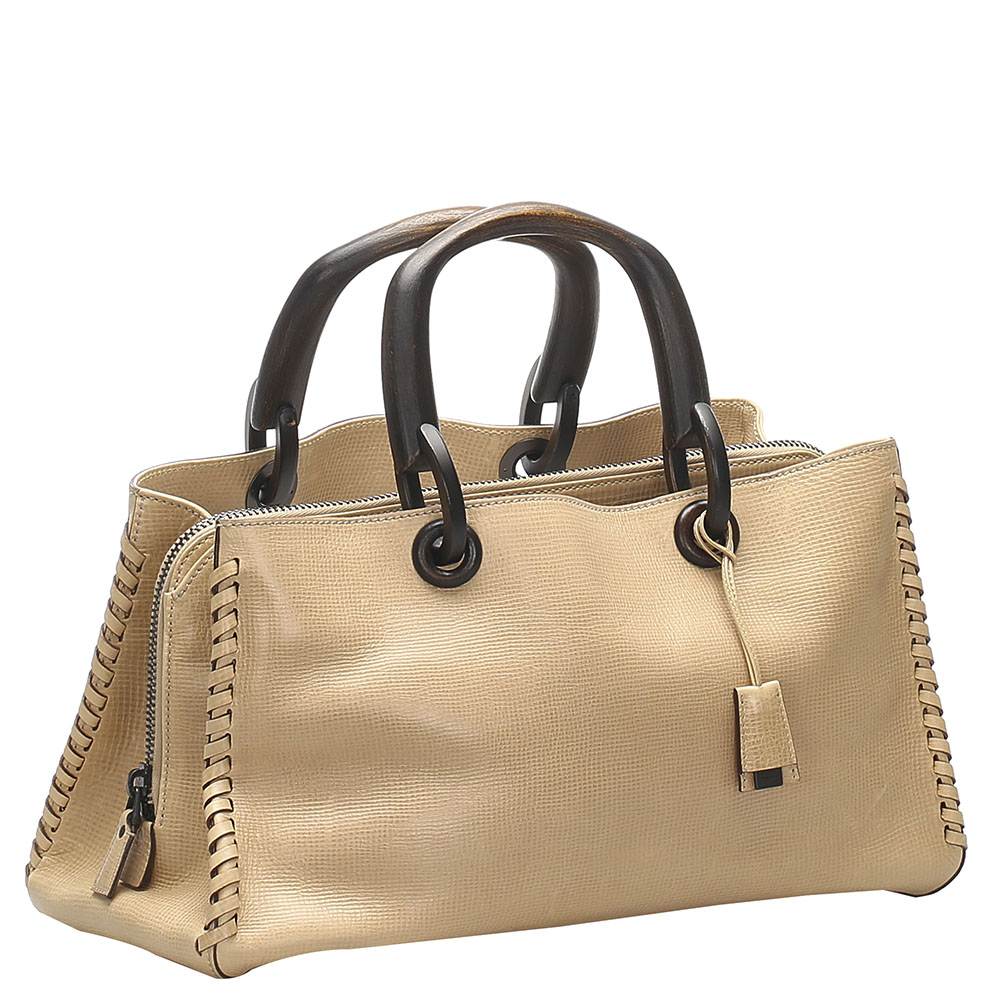 

Gucci Brown Leather Tote, Beige