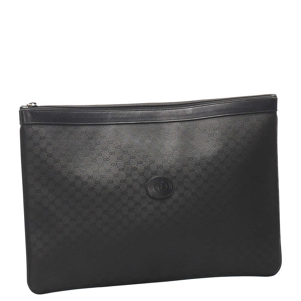 

Gucci Black GG PVC Clutch Bag