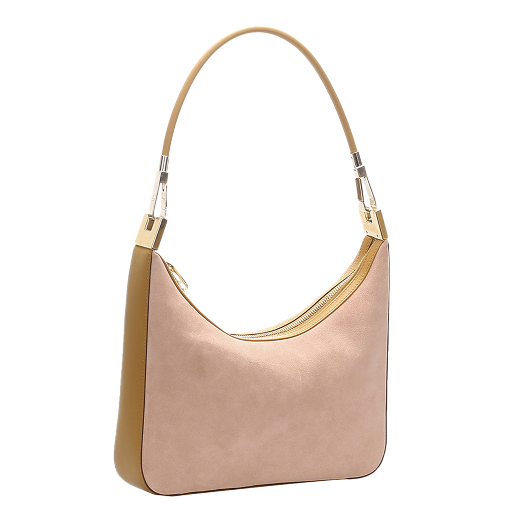 

Gucci Pink Nubuck Leather Shoulder Bag, Brown