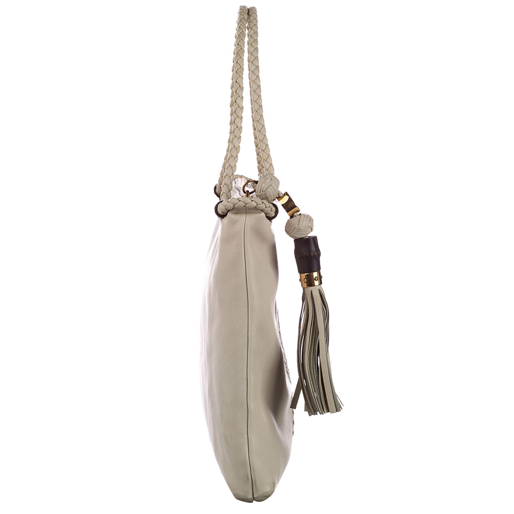 

Gucci White Leather Handmade Bag