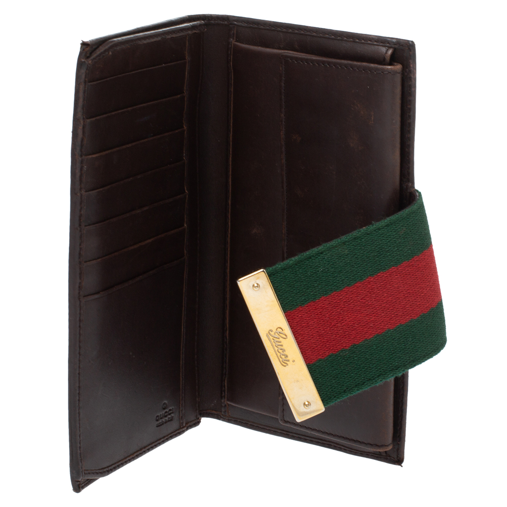 

Gucci Brown/Beige GG Canvas and Leather Web Continental Wallet