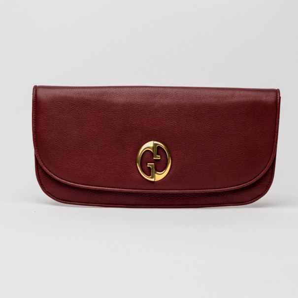 Pre Owned Gucci Red Leather 1973 Clutch