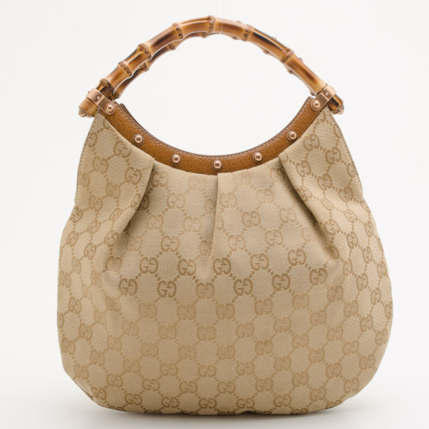 Pre Owned Gucci Classic GG Monogram Bamboo Handle Handbag
