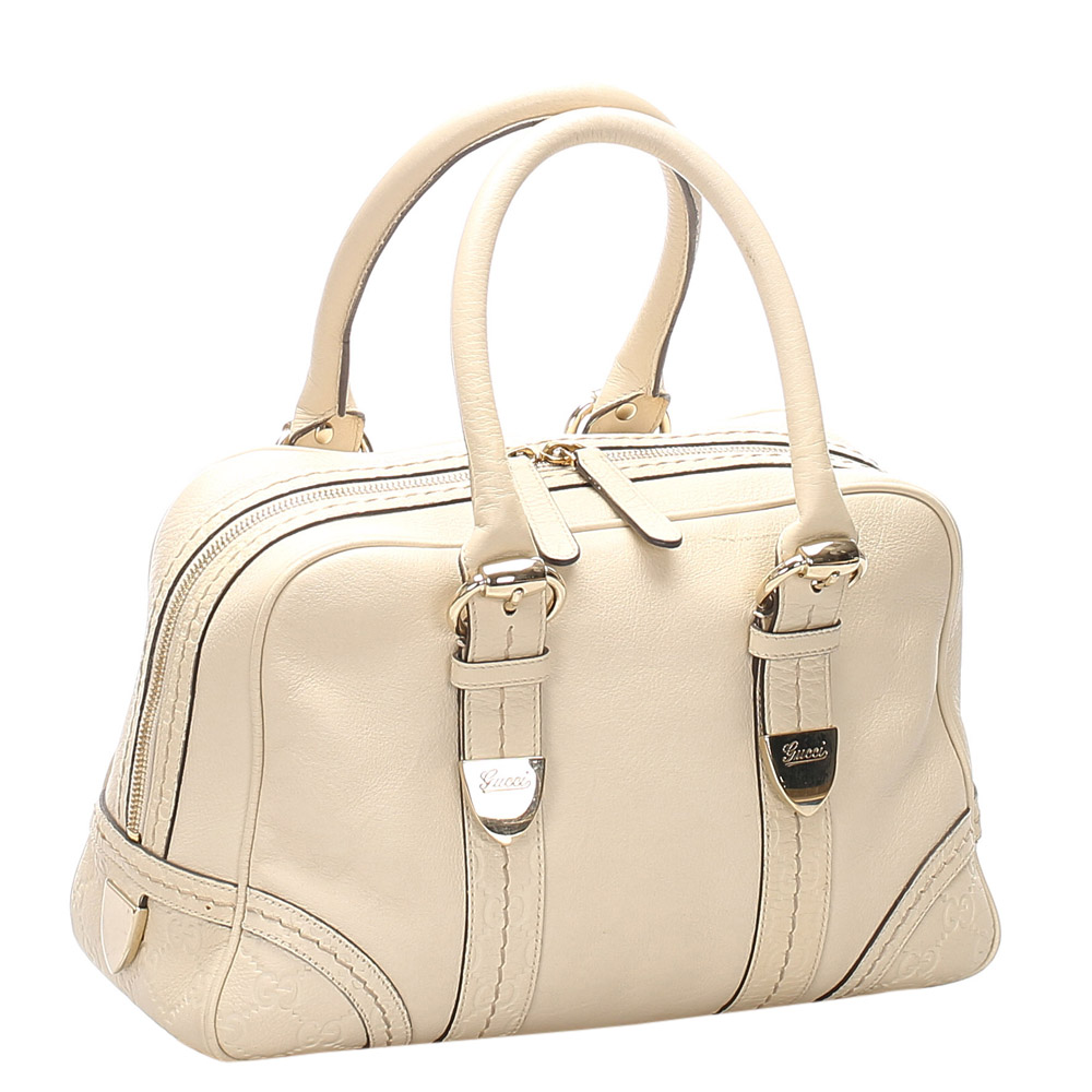 

Gucci Cream Leather Boston Bag