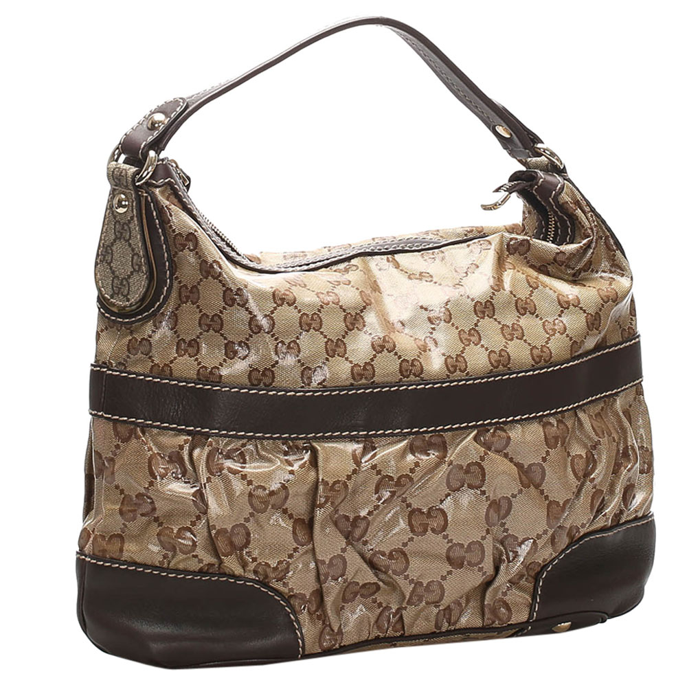 

Gucci Brown GG Crystal Shoulder Bag, Beige