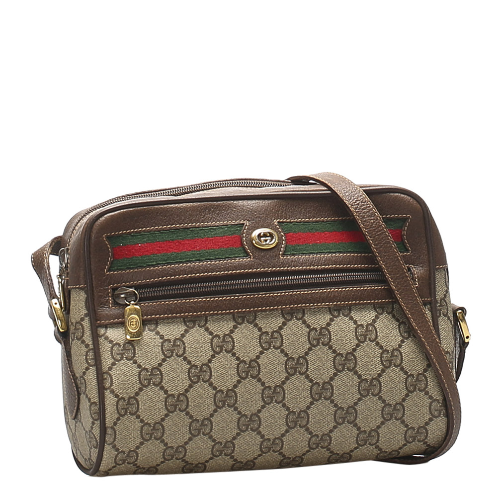 

Gucci Brown GG Supreme Canvas Web Bag, Beige