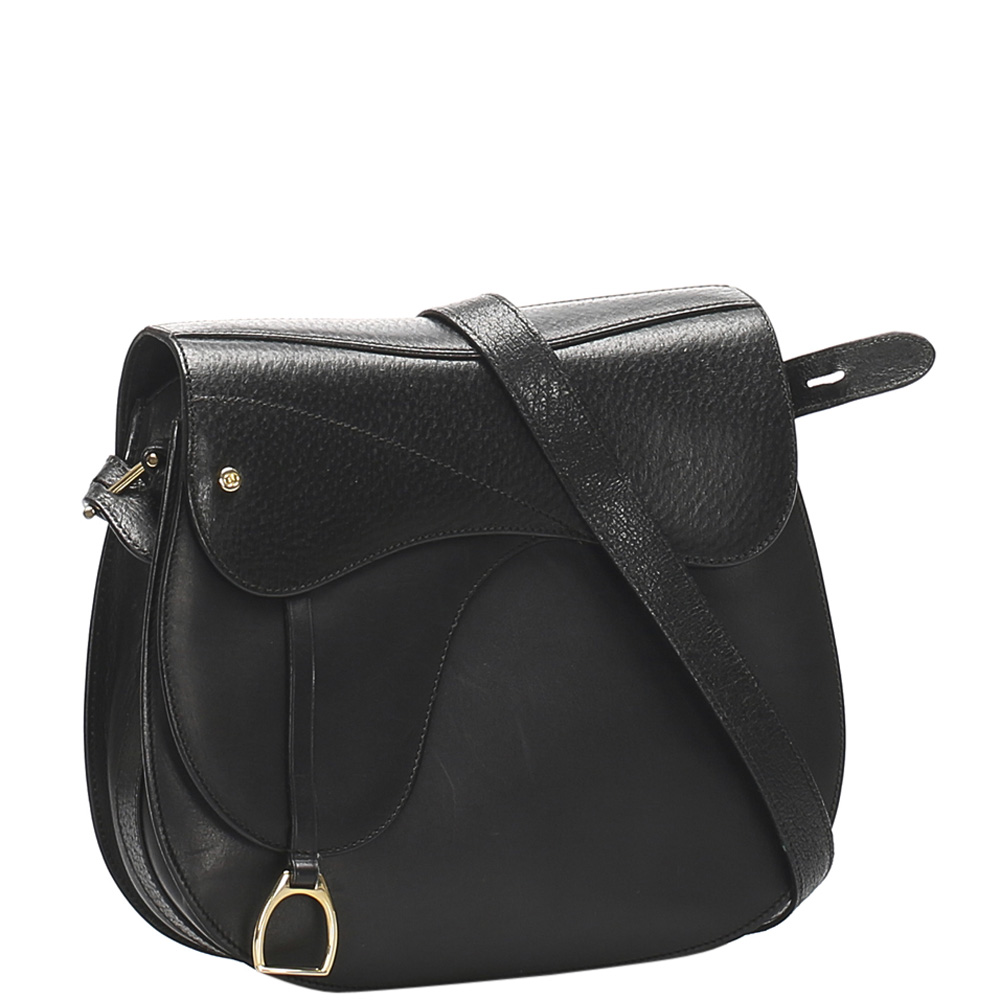 

Gucci Black Leather Saddle Bag