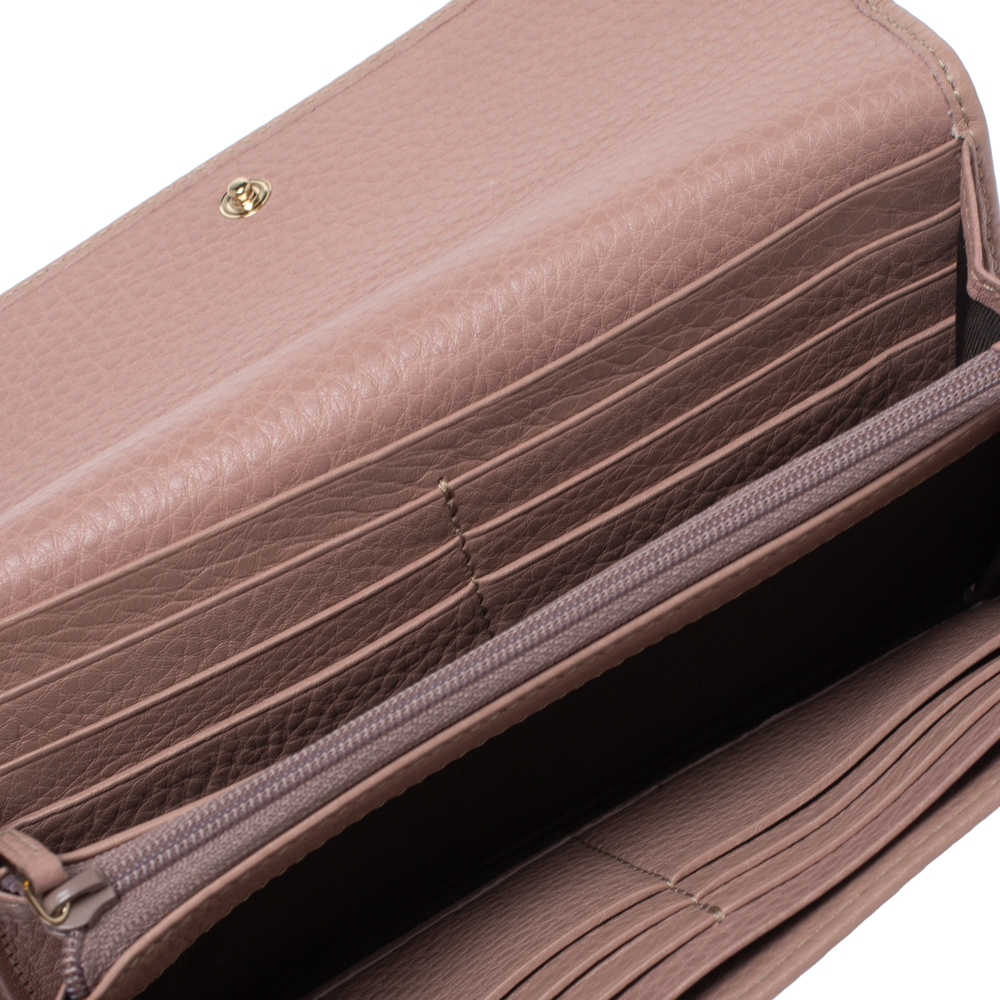 

Gucci Old Rose Leather Bree Continental Wallet, Pink