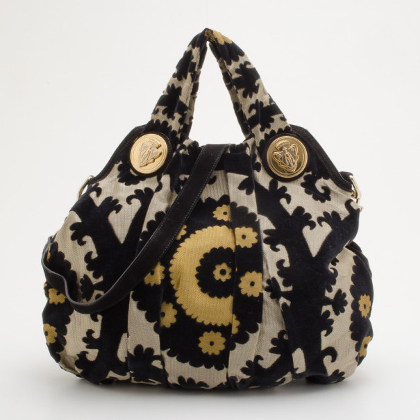 Gucci Black and Gold Tapestry Hysteria Bag