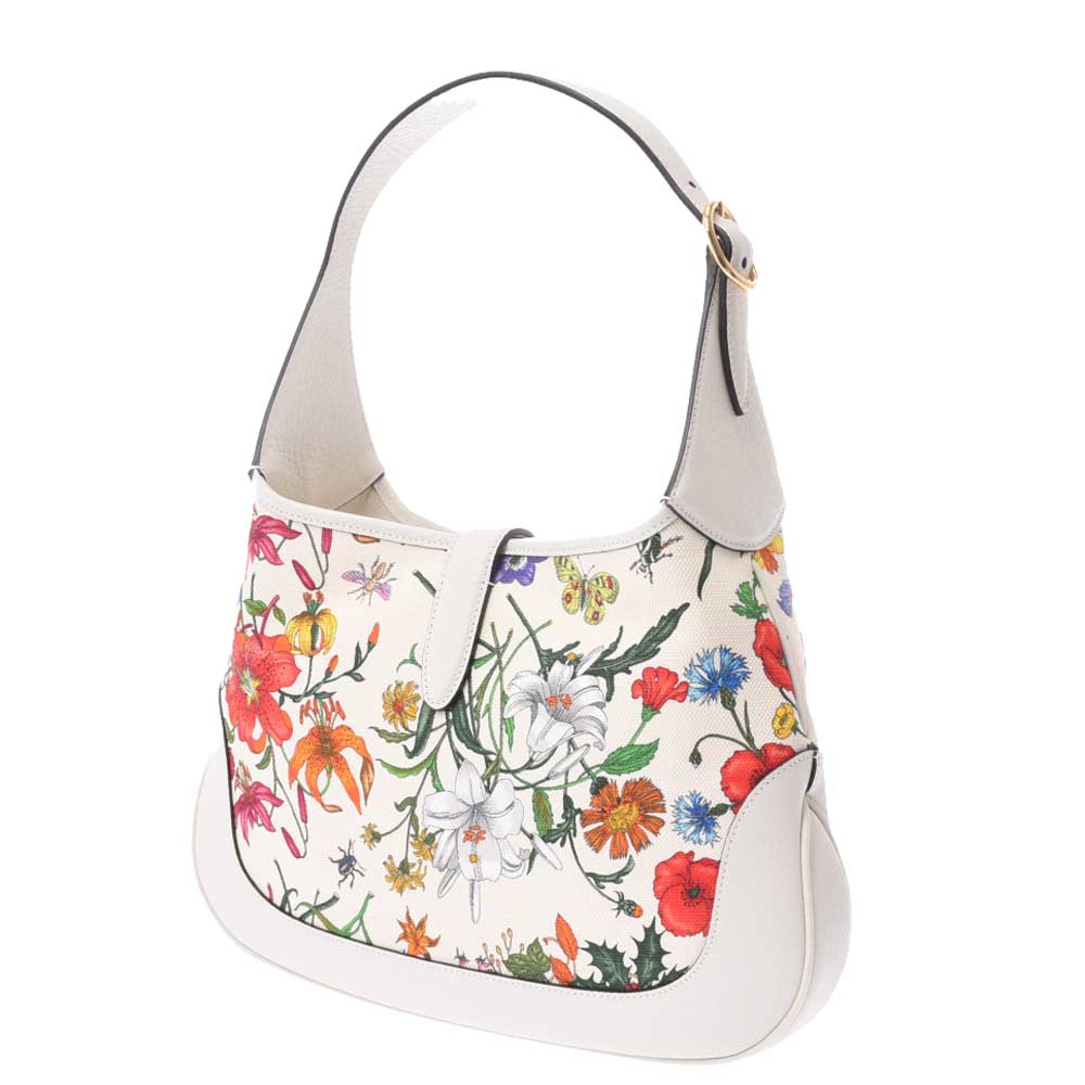 

Gucci Ivory and multicolor Flora print Canvas Jackie Hobo bag