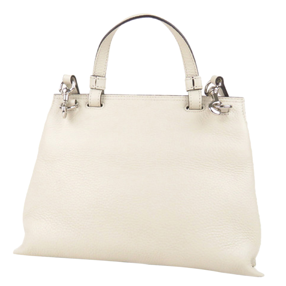 

Gucci White Pebbled Leather Bamboo Daily Bag