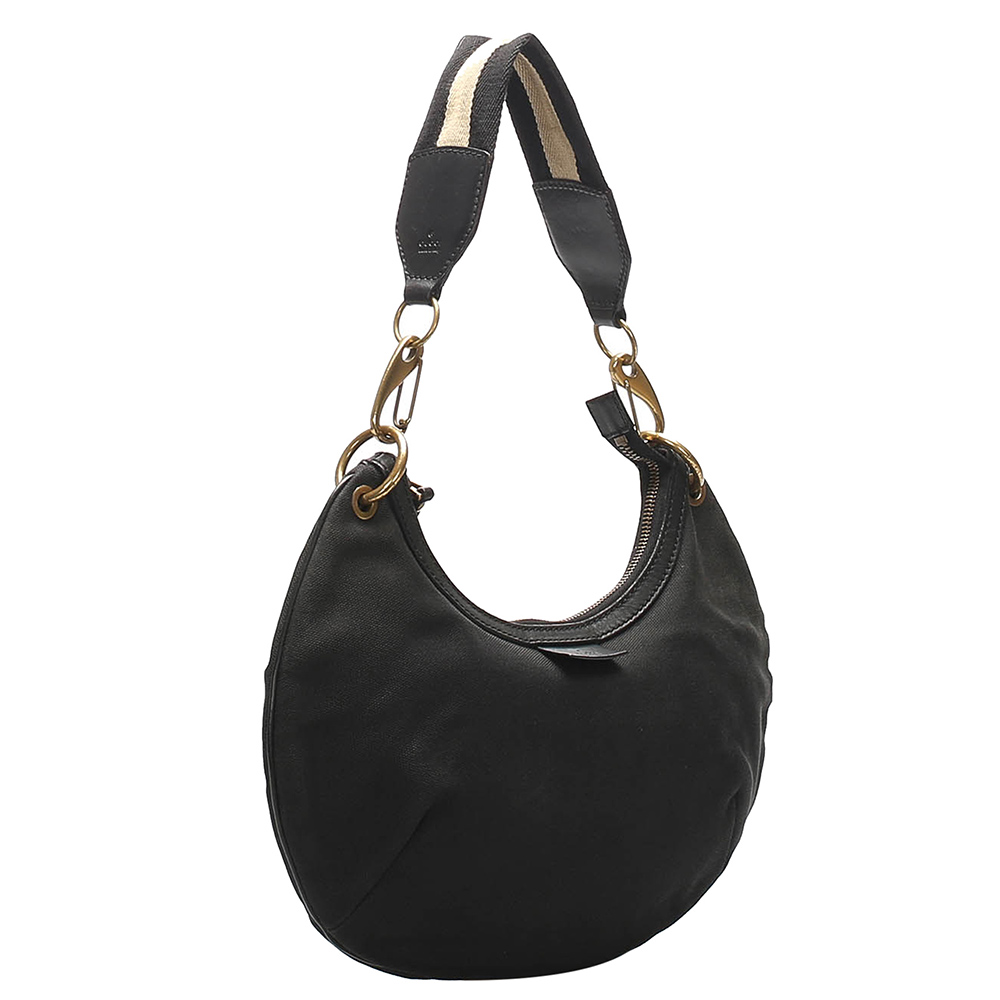 

Gucci Black Canvas Web Hobo Bag