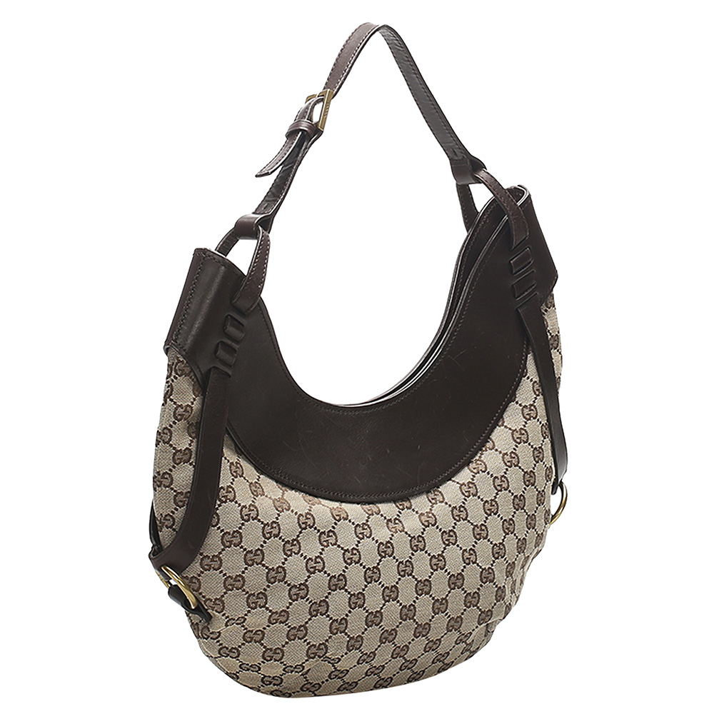 

Gucci Brown GG Canvas Crescent Hobo Bag, Beige