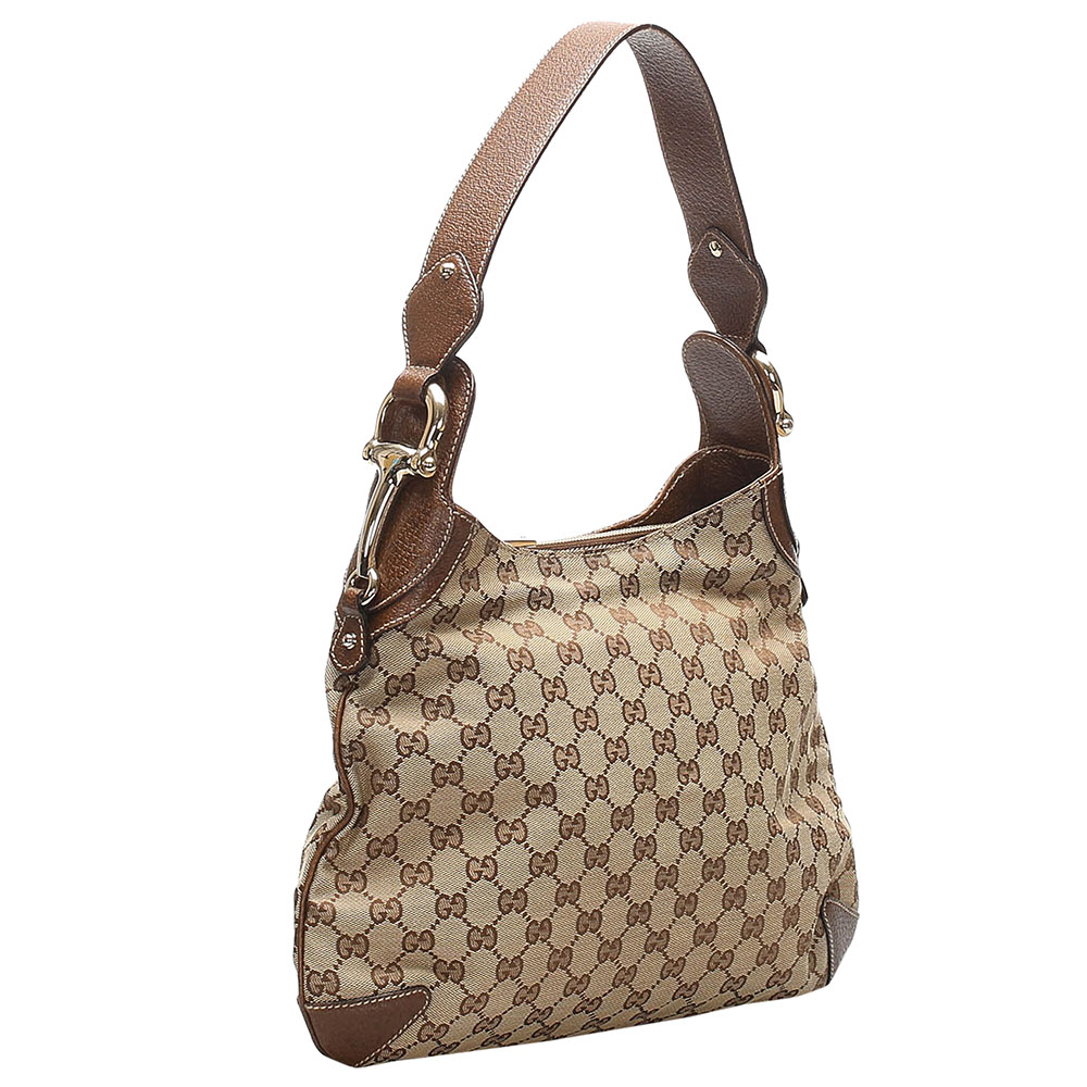 

Gucci Brown GG Canvas Creole Bag, Beige