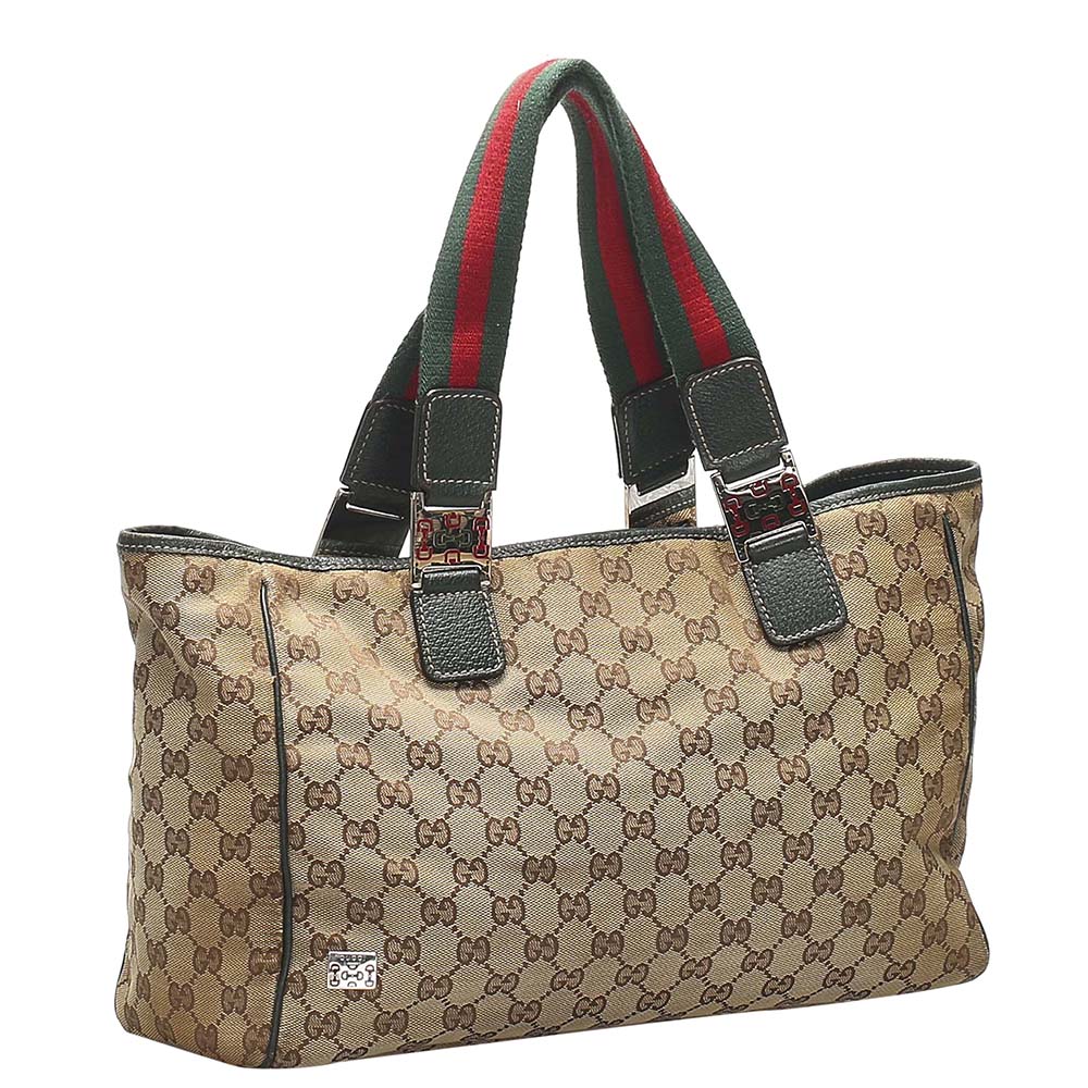 

Gucci Beige/Brown GG Canvas Web Tote Bag