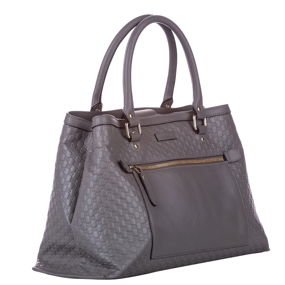 

Gucci Grey Leather GG Microguccissima Bag