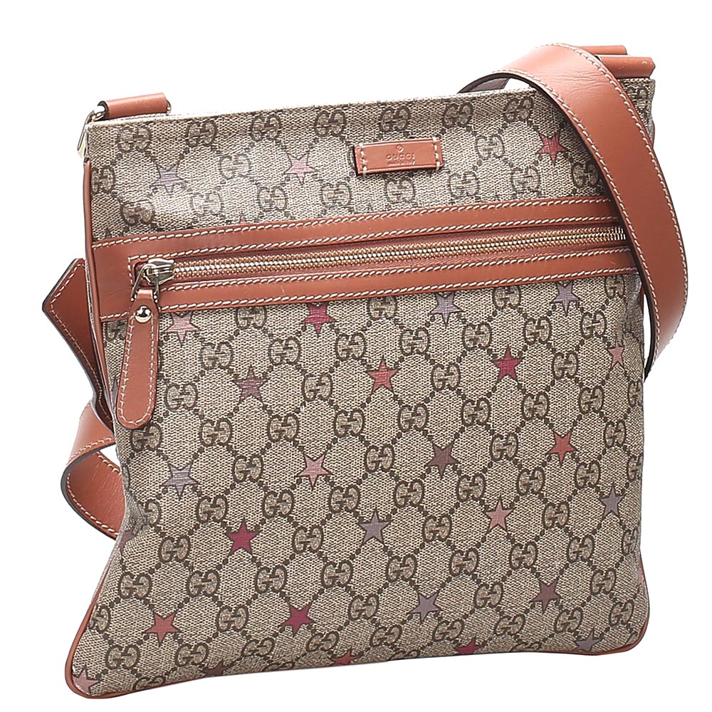 

Gucci Brown GG Supreme Star Canvas Crossbody Bag, Beige