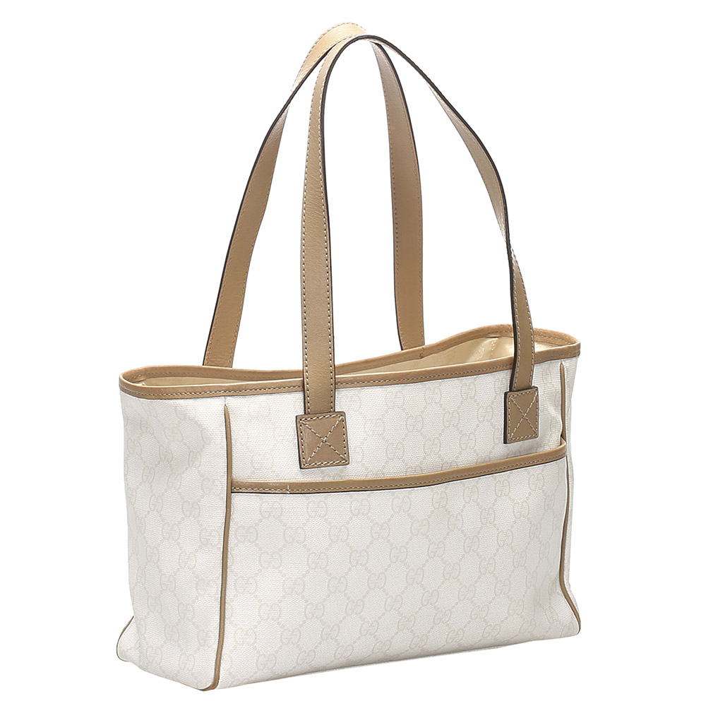 

Gucci White GG Supreme Canvas Tote Bag, Brown