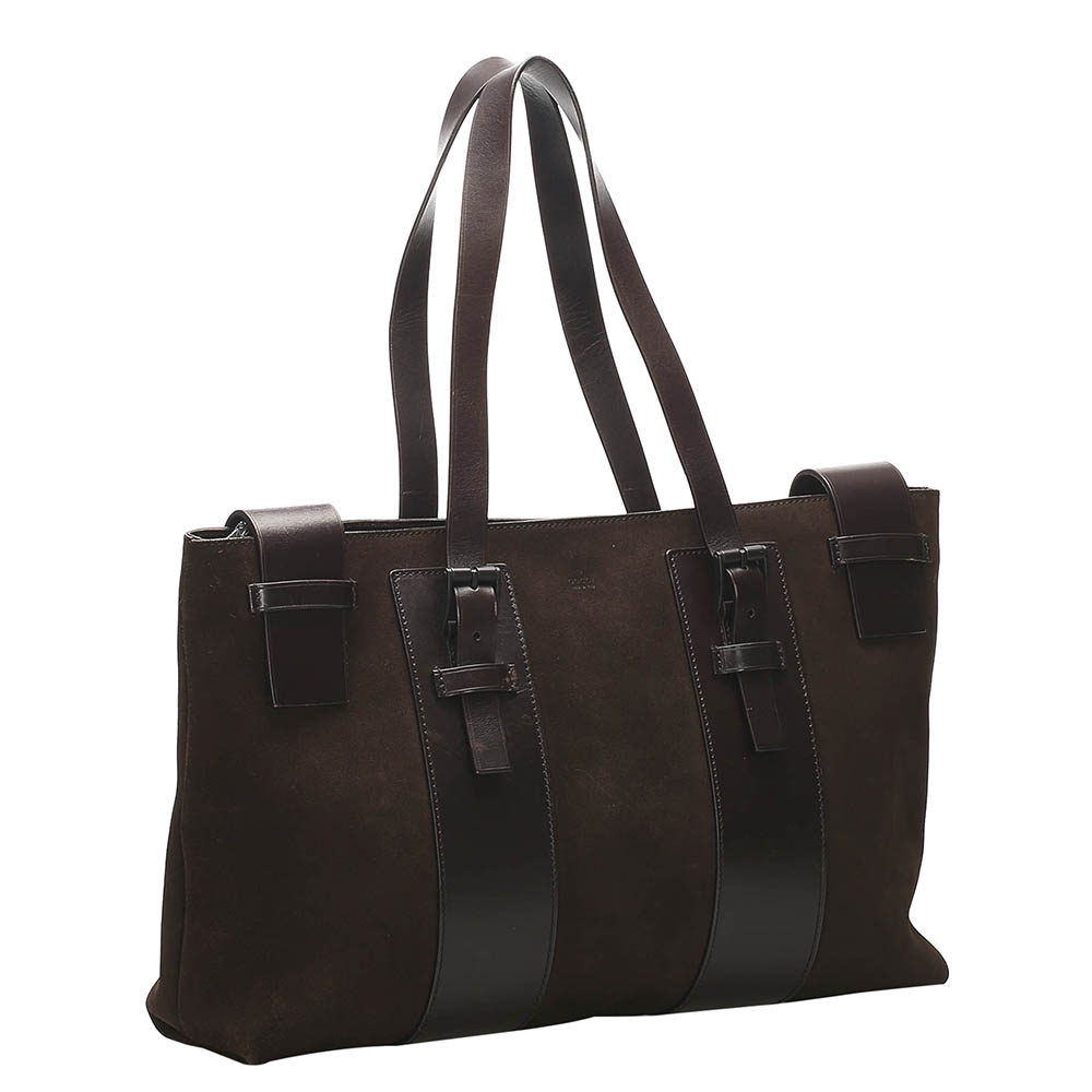 

Gucci Brown/Dark Brown Suede Tote Bag, Black