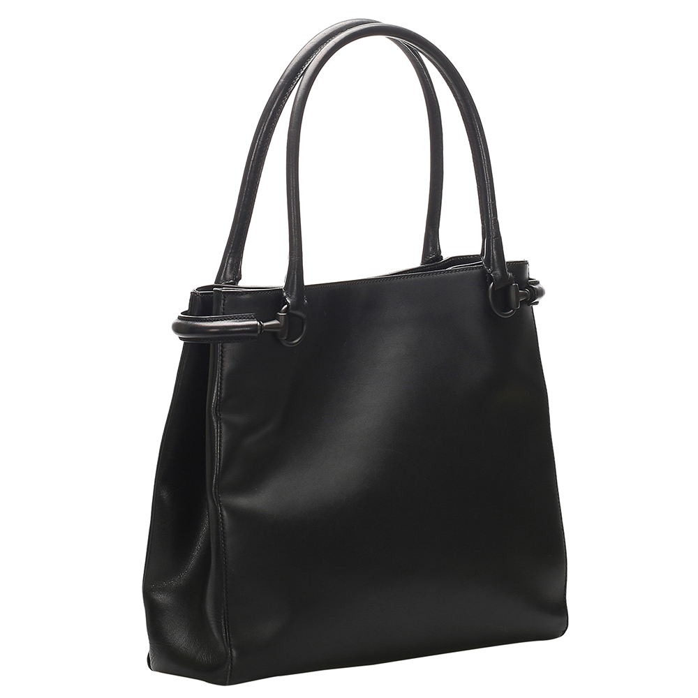 

Gucci Black Leather Horsebit Tote