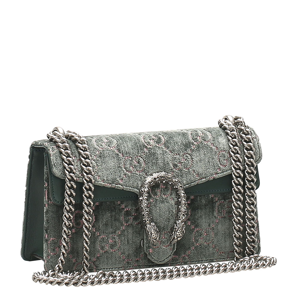

Gucci Green Velvet GG Canvas Dionysus  Bag