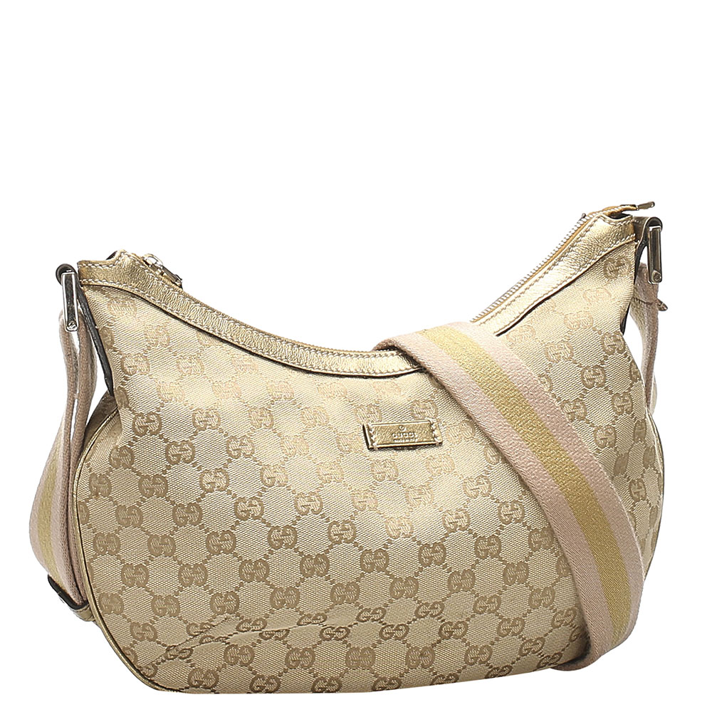 

Gucci Brown GG Canvas Web Crossbody Bag, Beige