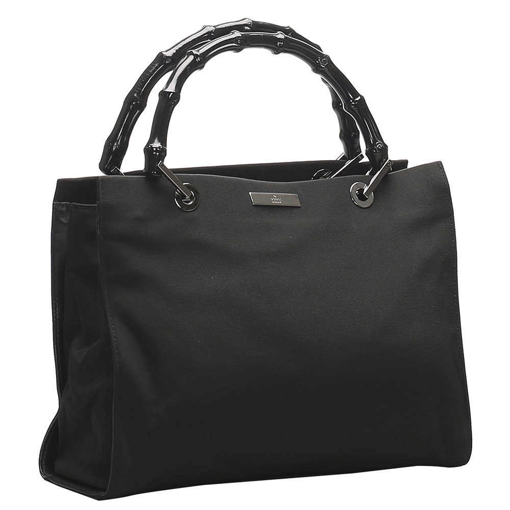 

Gucci Black Canvas Bamboo Shoulder Bag