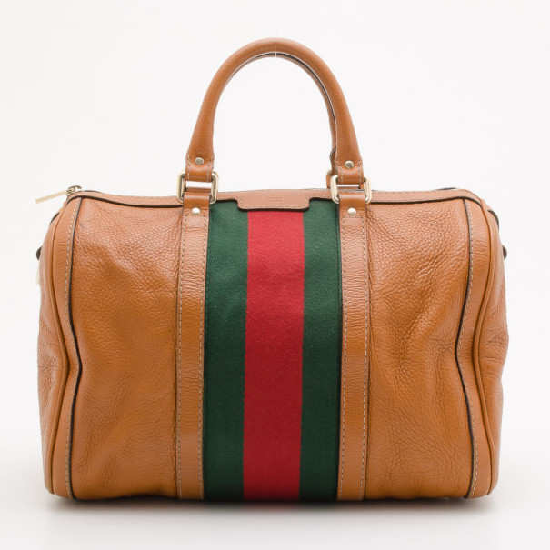 Pre Owned Gucci Vintage Web Boston Satchel