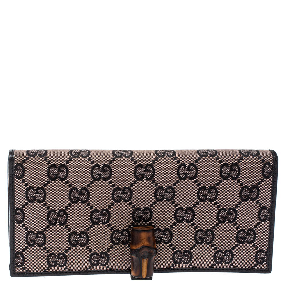 Pre Owned محفظة غوتشي كونتيننتال بومبو كانفاس GG بيج