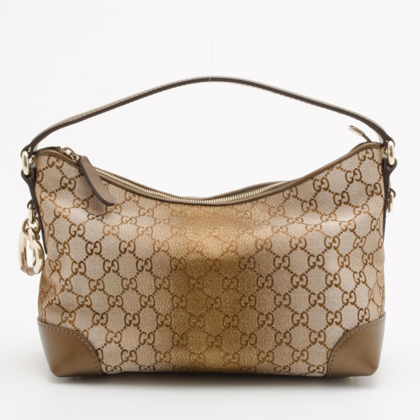 مملوكة مسبقًا Gucci Metallic Monogram Heart Bit Small Hobo