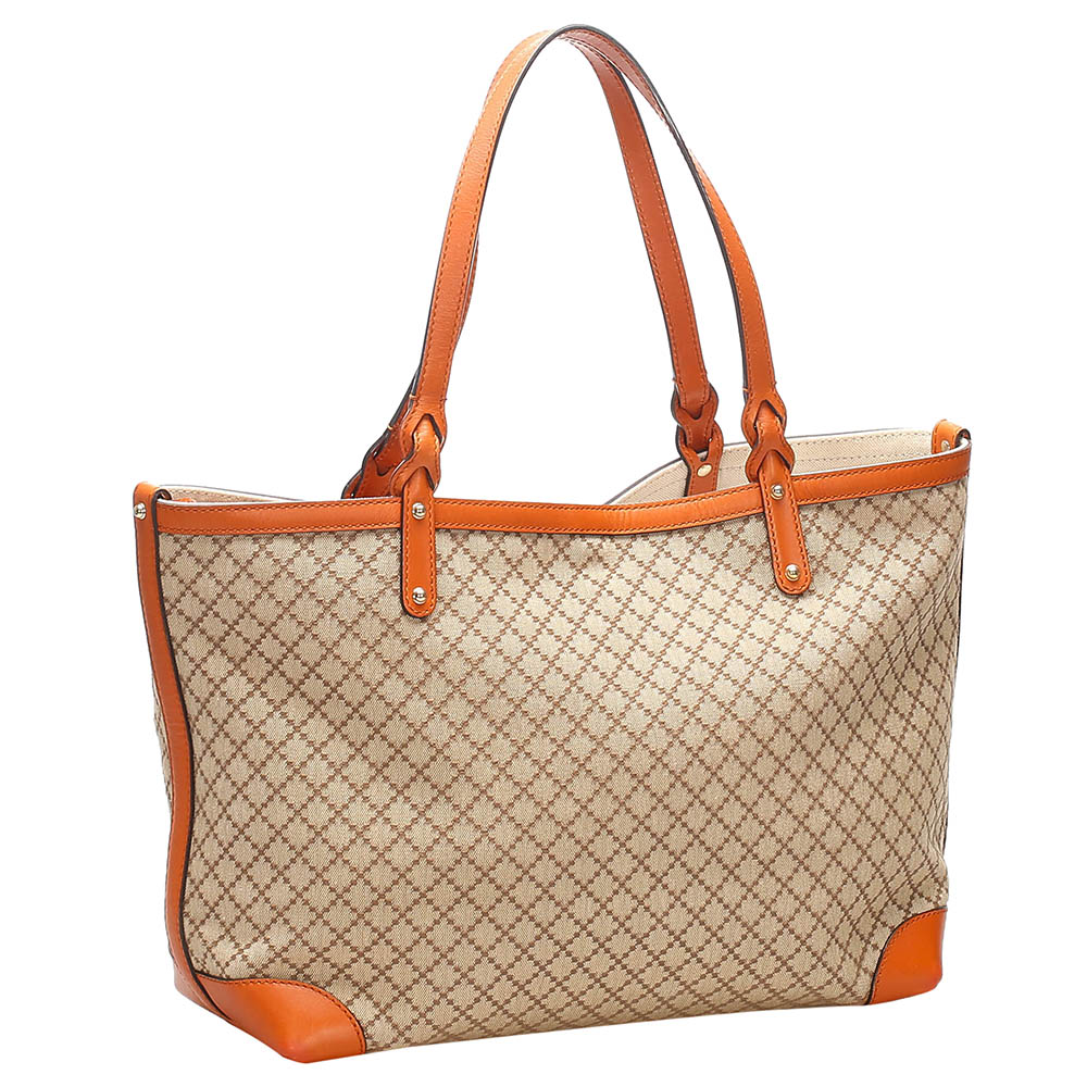 

Gucci Brown Diamante Craft Canvas Tote Bag, Beige