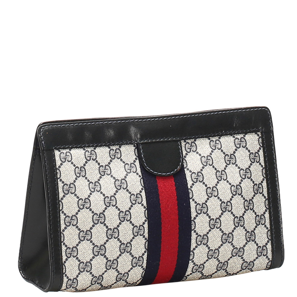 

Gucci Grey Web Canvas Clutch