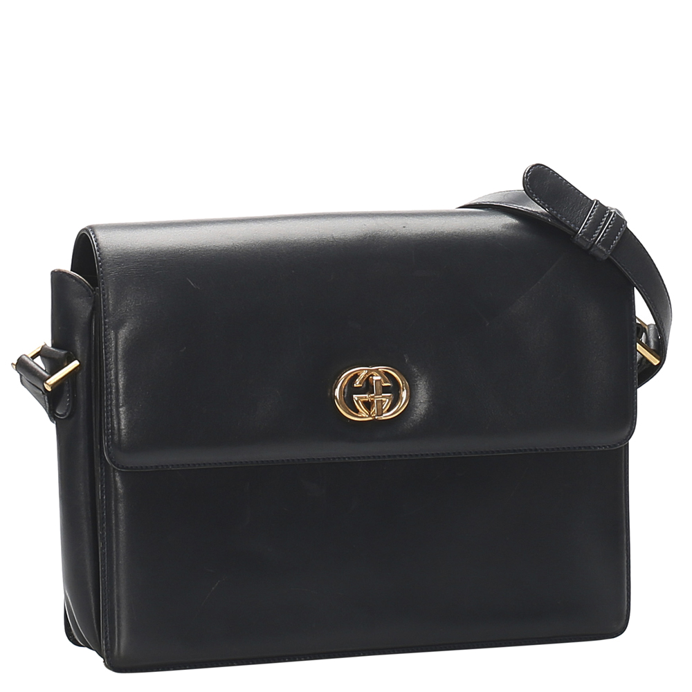 

Gucci Black Leather Flap Shoulder Bags