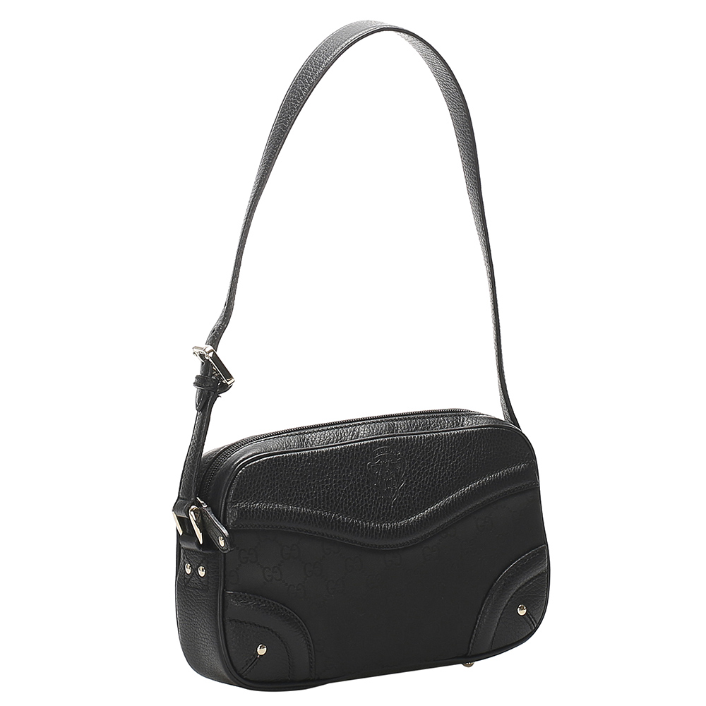 

Gucci Black GG Canvas Crest Shoulder Bag