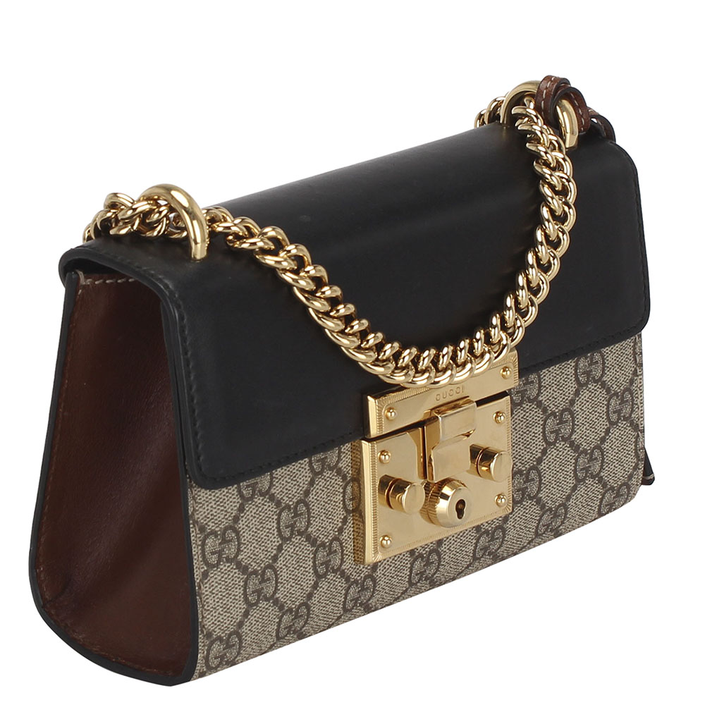 

Gucci Brown GG Supreme Canvas Small Padlock Crossbody Bag, Beige