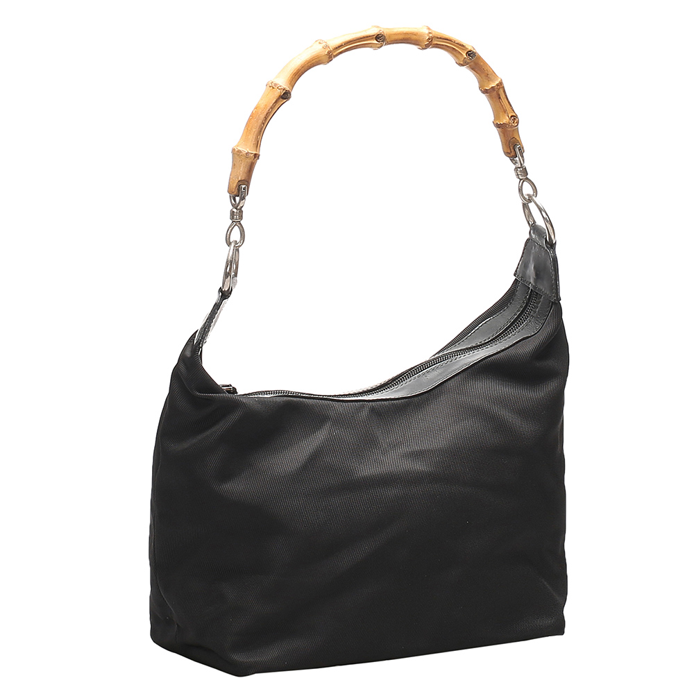 

Gucci Black Nylon Bamboo Hobo Bag