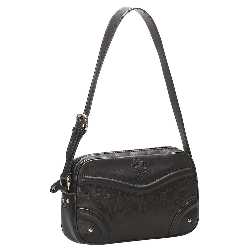 

Gucci Black Leather Crest Shoulder Bag, Brown