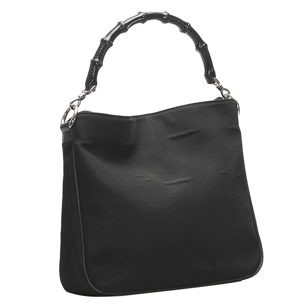 

Gucci Black Canvas Bamboo Satchel