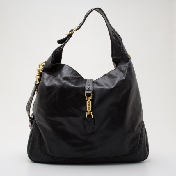 Gucci Black Leather New Jackie Hobo 