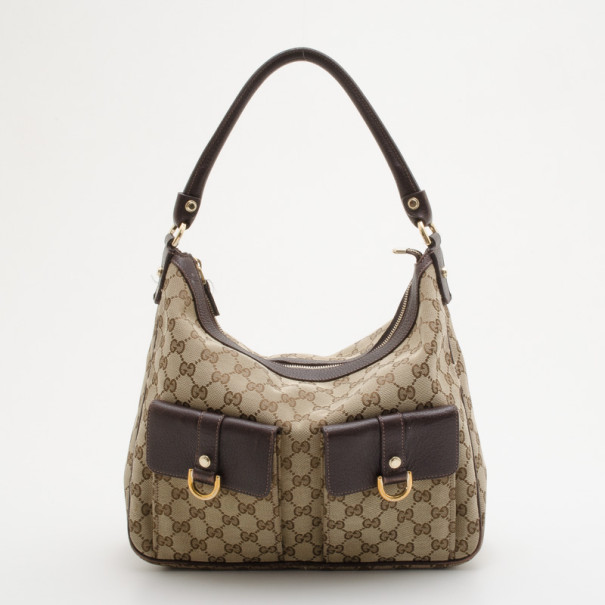 Gucci Beige GG Monogram Canvas Small Hobo Shoulder Bag Ruthenium Hardware  Available For Immediate Sale At Sotheby's